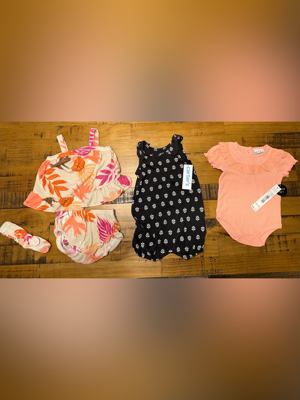 Carter's Baby Girls Black Floral Bubble Romper - Black